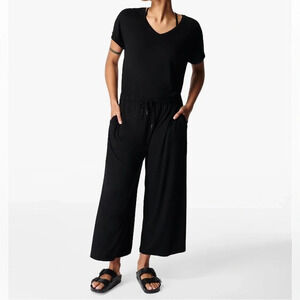 Sweaty Betty Take It Easy Jersey Cropped Jumpsuit in Black - Size Small (4-6)